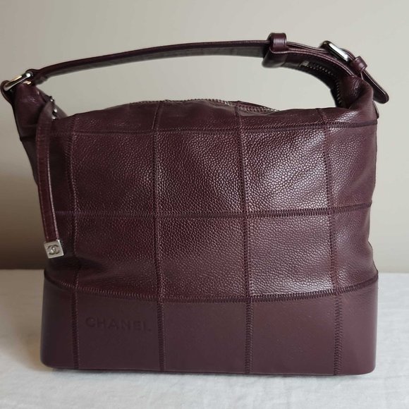 Authentic CHANEL Purple Caviar Square Stitch Leather Tote - Picture 1 of 13
